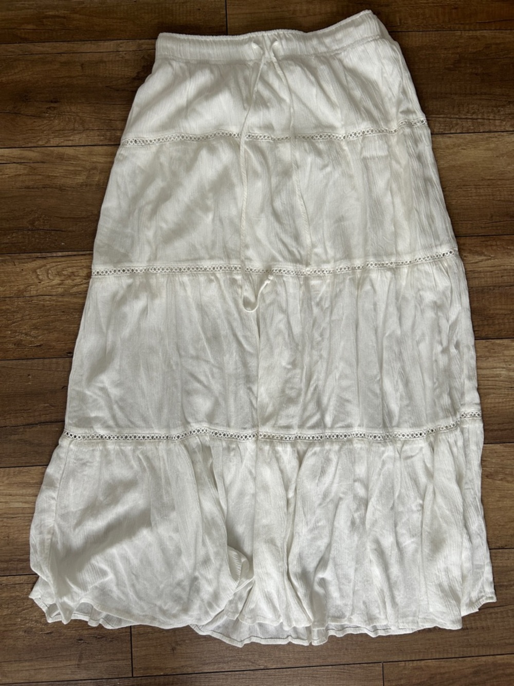 Women’s White Tiered Maxi Skirt